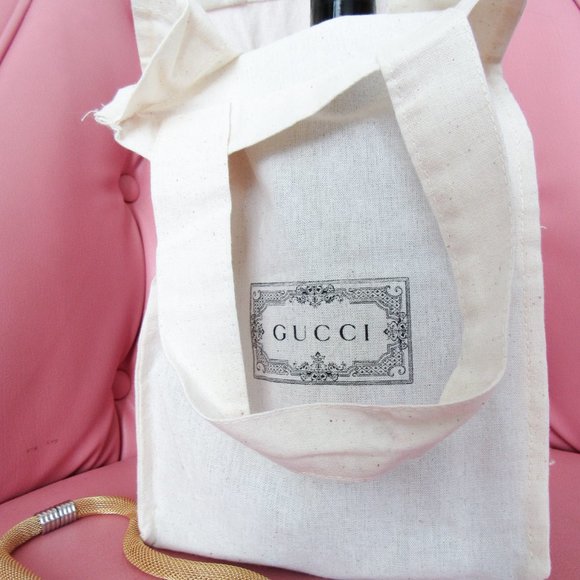 GUCCI Reusable Cotton Canvas Tote Bag Mini / in Cream - Picture 4 of 7